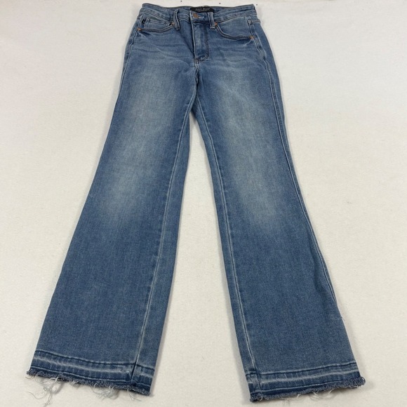 Judy Blue Denim - Judy Blue Flare Jeans Women Size 3 24x30 Blue Excellent Raw Hem High Rise
